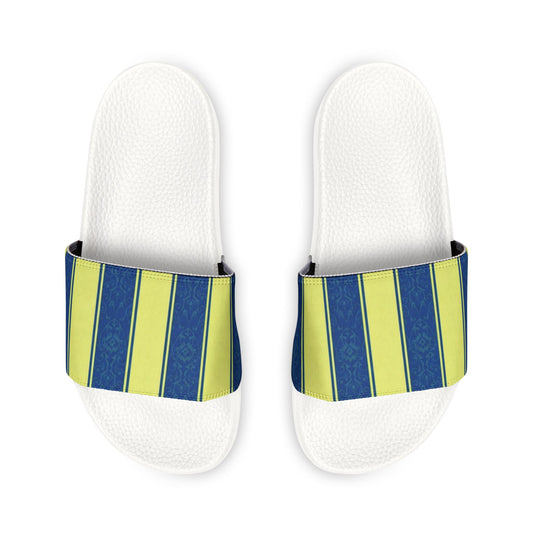 Ciabatte a Fascia Estive a Righe Blu e Lime