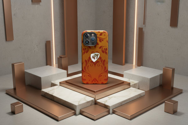 Cover iPhone rigida Elisee Barocco Arancio Rosso