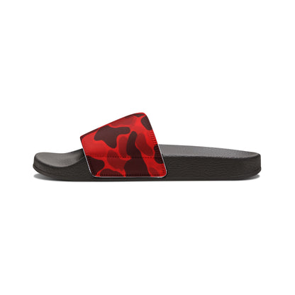 Ciabatte a Fascia con Motivo Camouflage Rosso