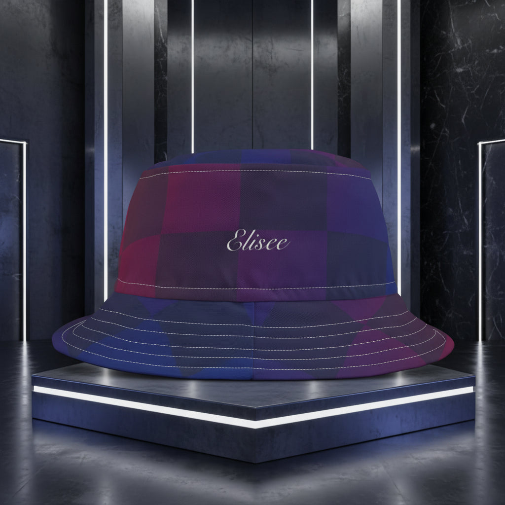 Cappello délavé Rosso Blu a Scacchi