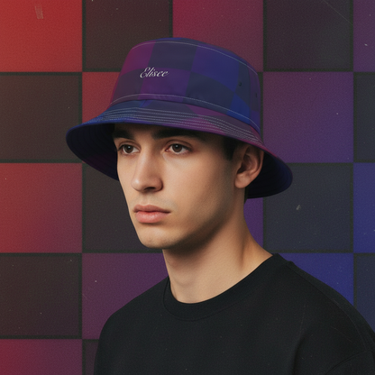 Cappello délavé Rosso Blu a Scacchi