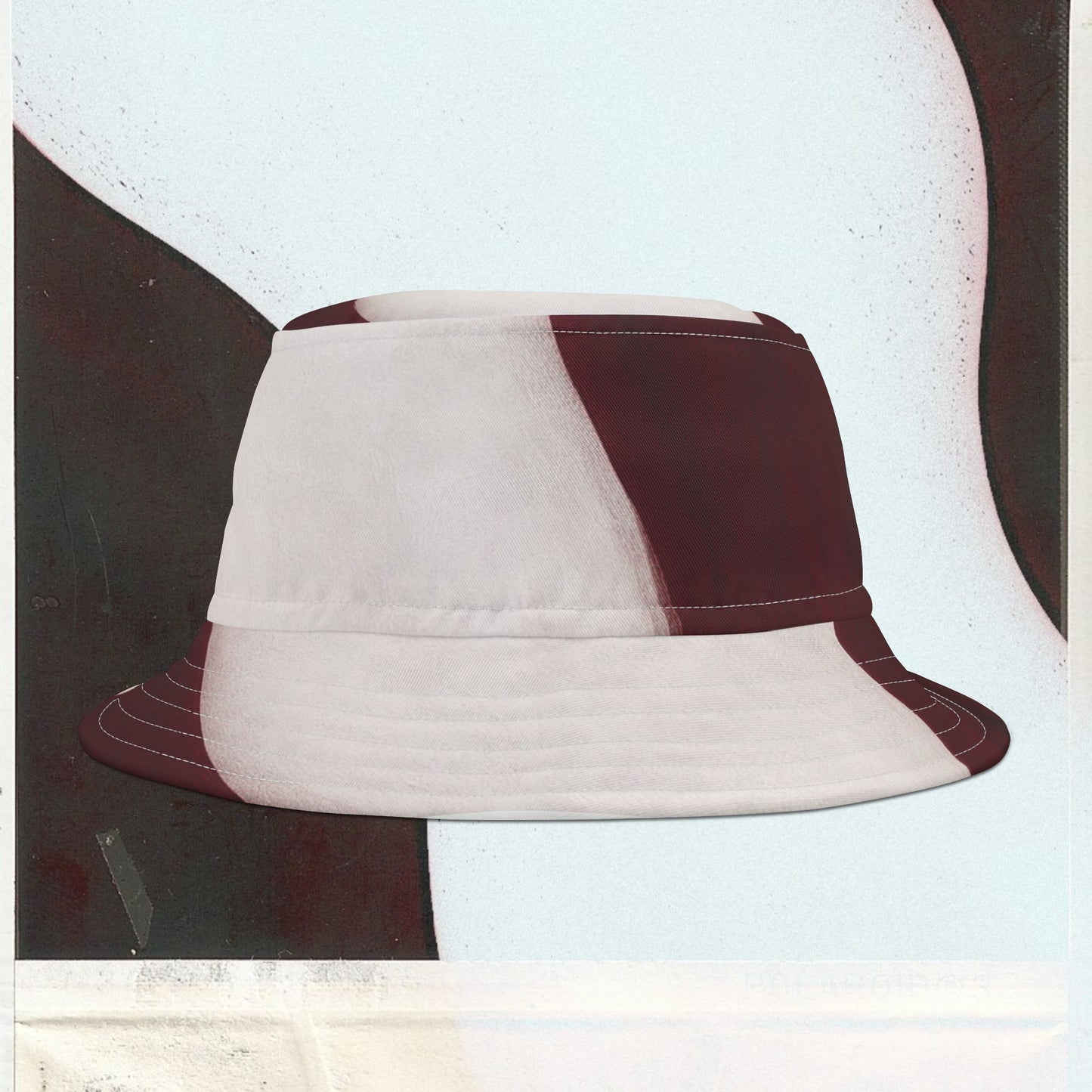 Cappello délavé Bianco Rosso Scuro