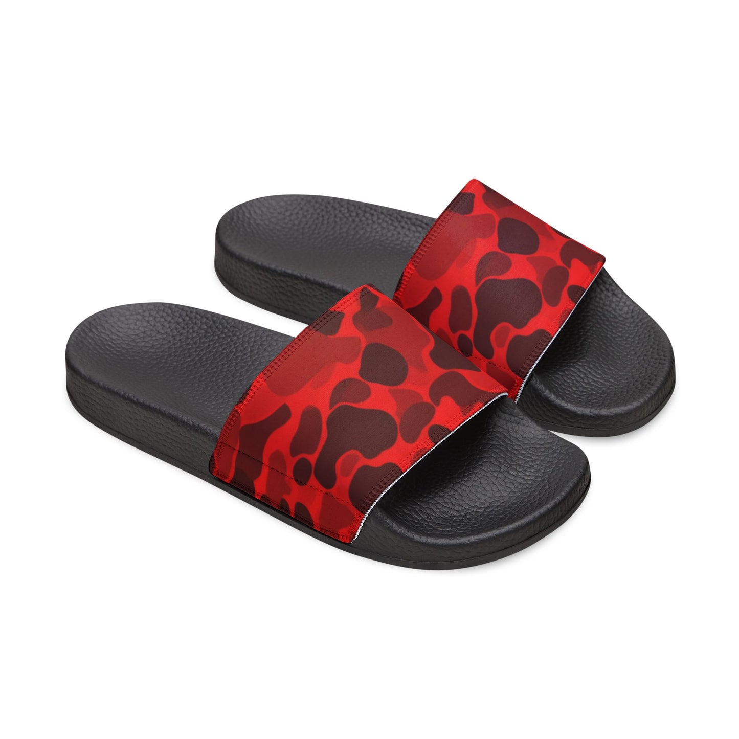 Ciabatte a Fascia con Motivo Camouflage Rosso
