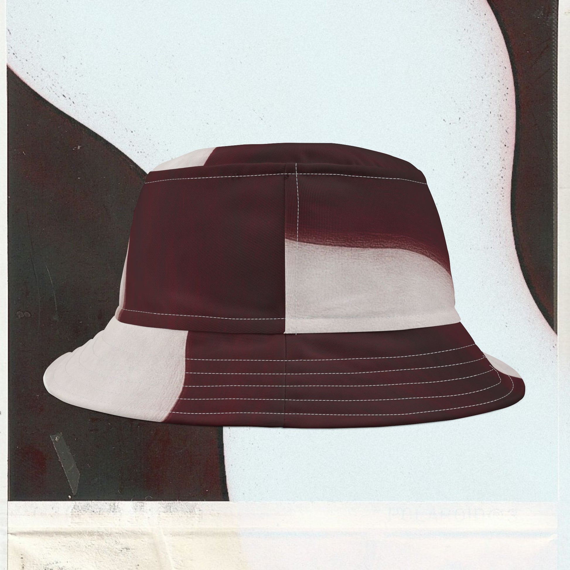 Cappello délavé Bianco Rosso Scuro