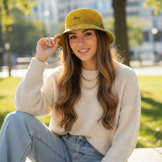 Cappello délavé Giallo Blu