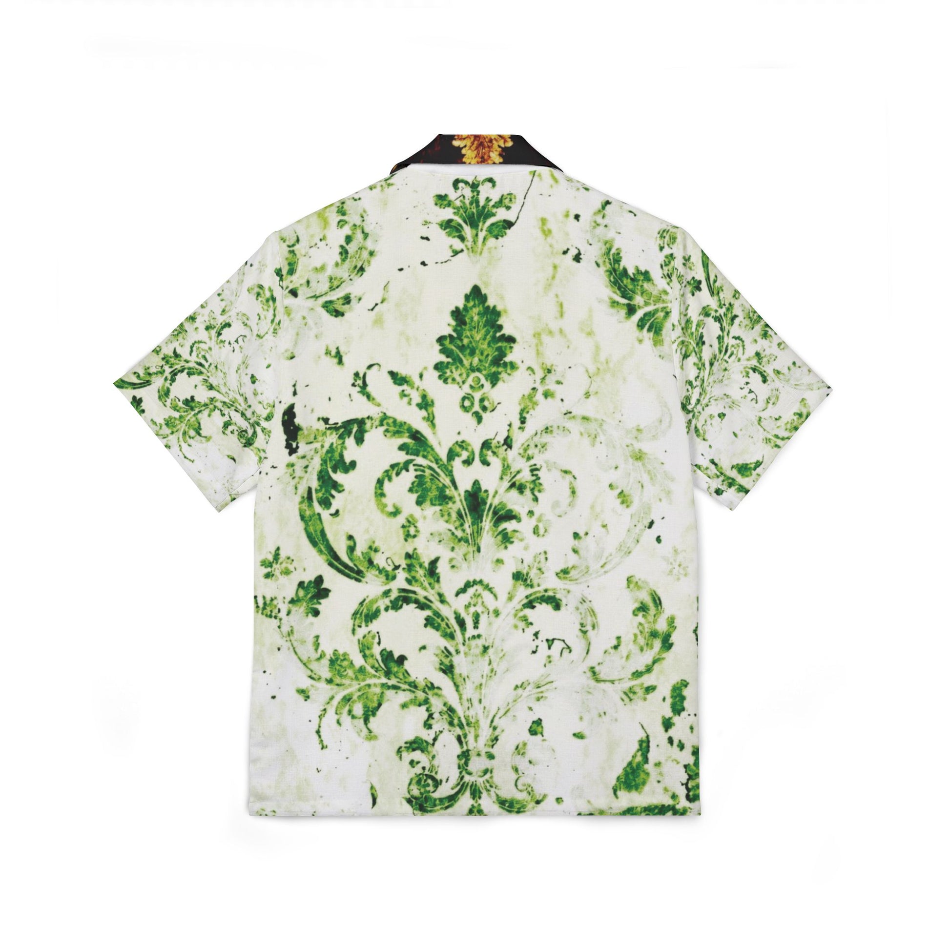 Camicia Bianca Hawaiana Uomo Verde Tropicale
