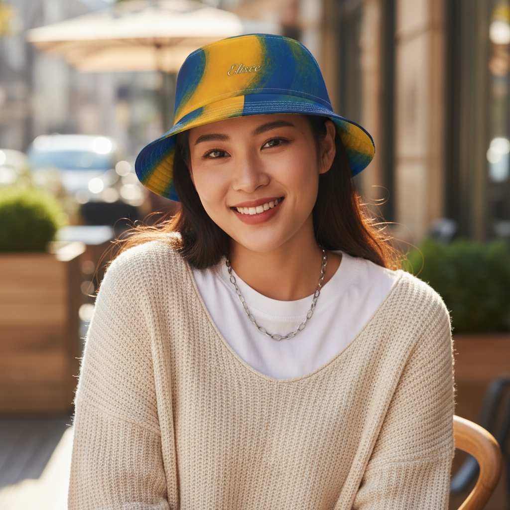 Cappello délavé Giallo Blu