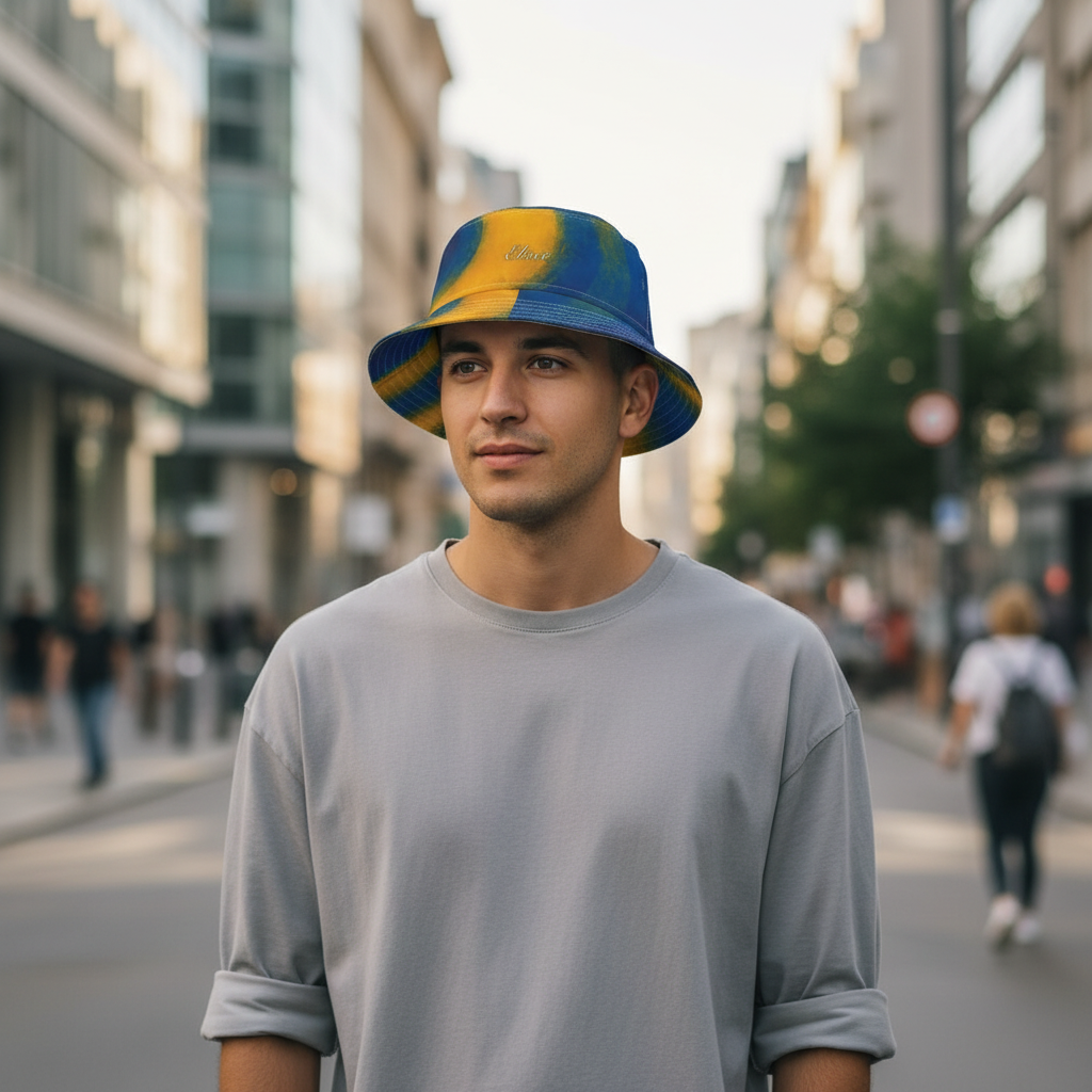 Cappello délavé Giallo Blu