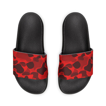 Ciabatte a Fascia con Motivo Camouflage Rosso