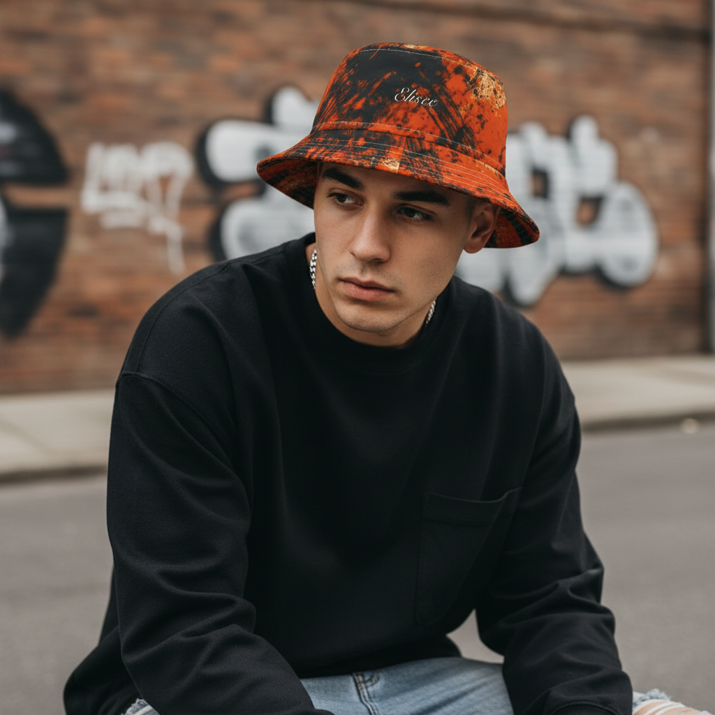 Cappello délavé Arancio Nero