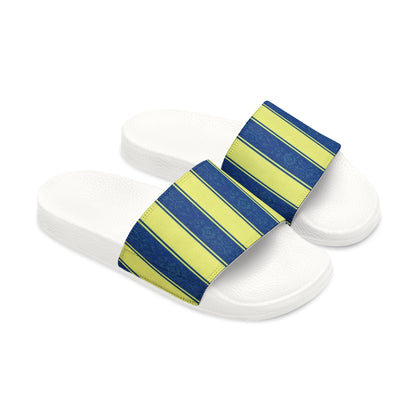 Ciabatte a Fascia Estive a Righe Blu e Lime