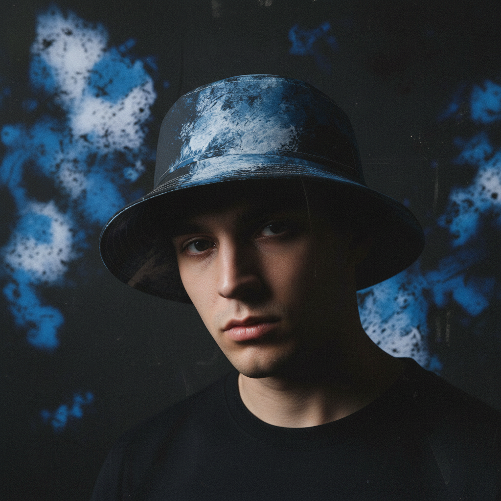 Cappello délavé Celeste Ghiaccio Nero