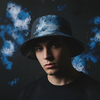 Cappello délavé Celeste Ghiaccio Nero