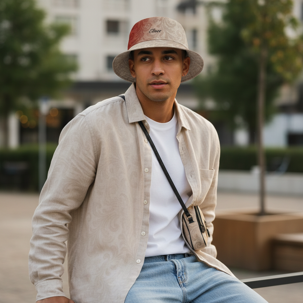 Cappello délavé Bianco Rosso
