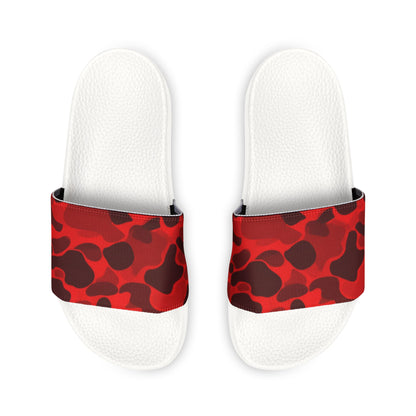 Ciabatte a Fascia con Motivo Camouflage Rosso