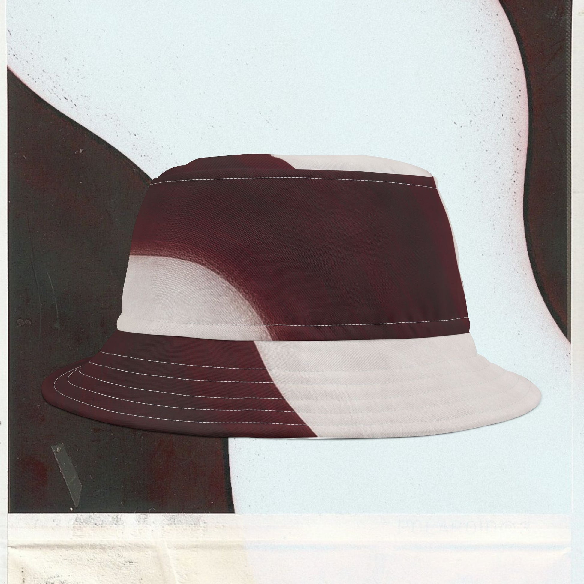 Cappello délavé Bianco Rosso Scuro