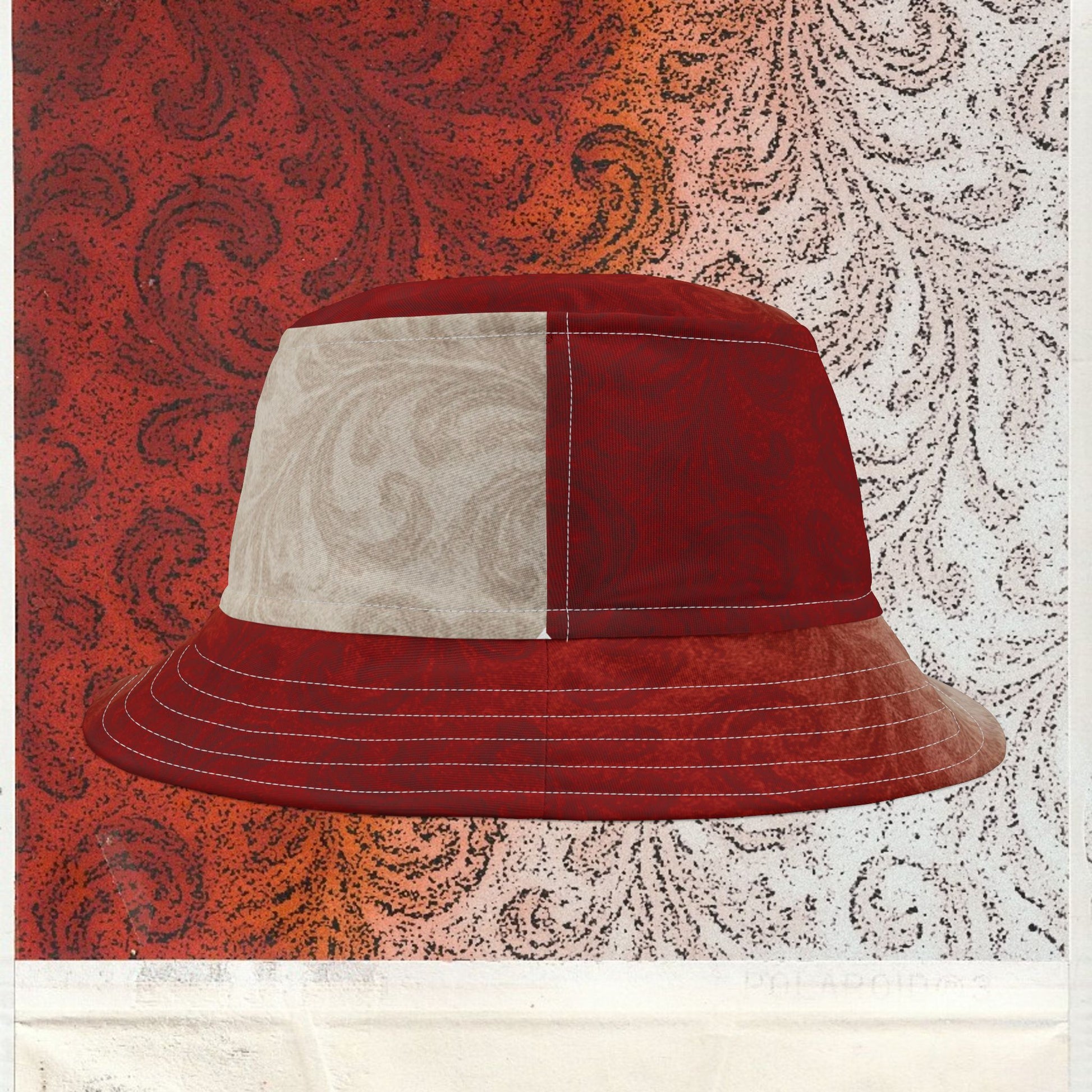 Cappello délavé Bianco Rosso