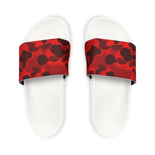 Ciabatte a Fascia con Motivo Camouflage Rosso