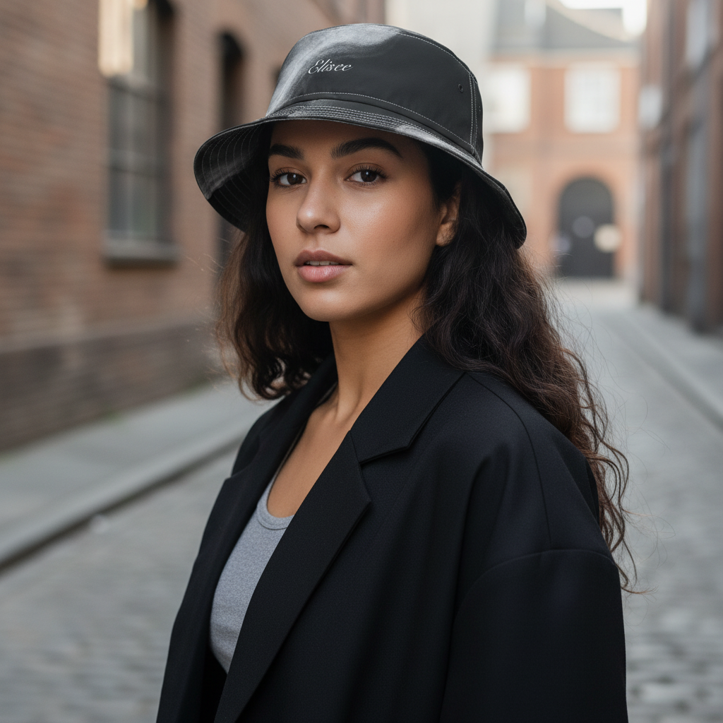 Cappello délavé Bianco Nero