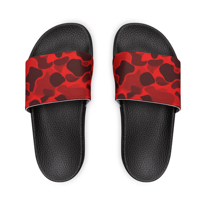Ciabatte a Fascia con Motivo Camouflage Rosso