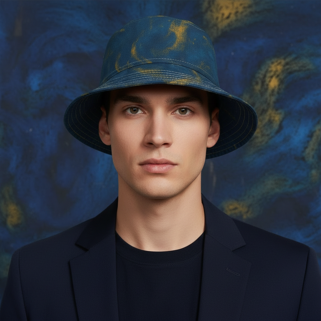Cappello délavé Blu Giallo