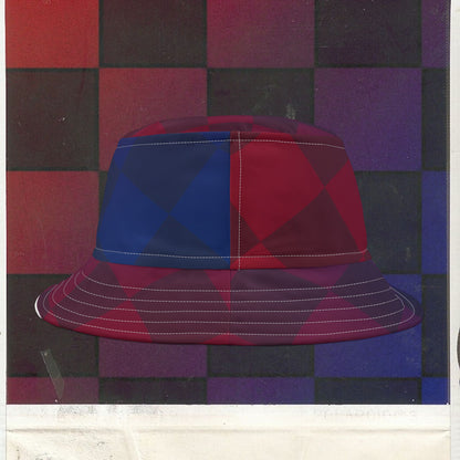 Cappello délavé Rosso Blu a Scacchi
