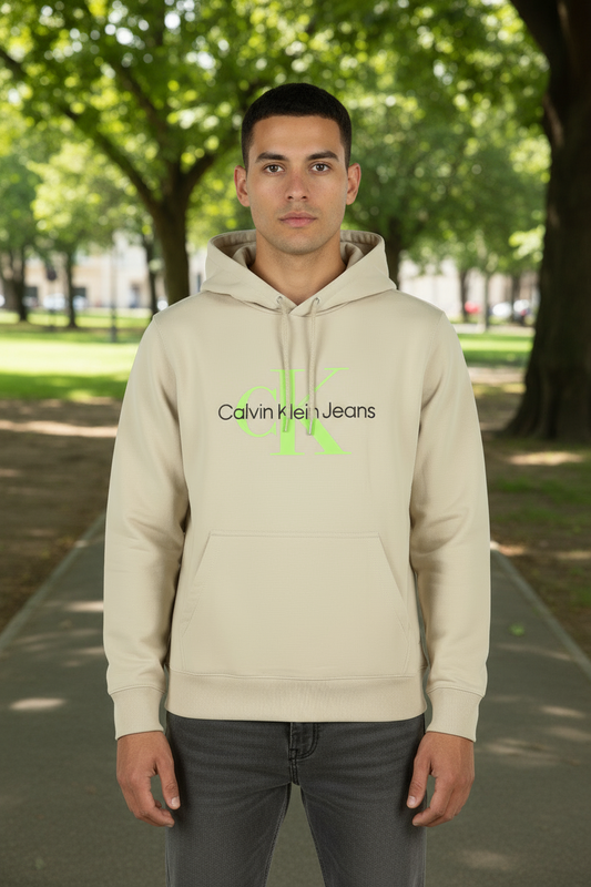 CALVIN KLEIN MEN'S BEIGE ZIPLESS SWEATSHIRT