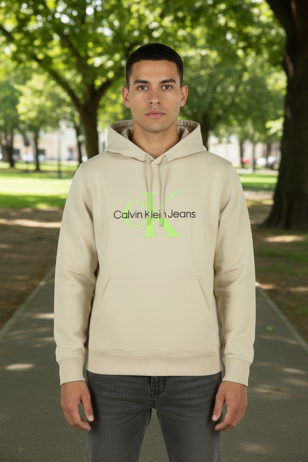CALVIN KLEIN MEN'S BEIGE ZIPLESS SWEATSHIRT