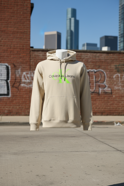 CALVIN KLEIN MEN'S BEIGE ZIPLESS SWEATSHIRT