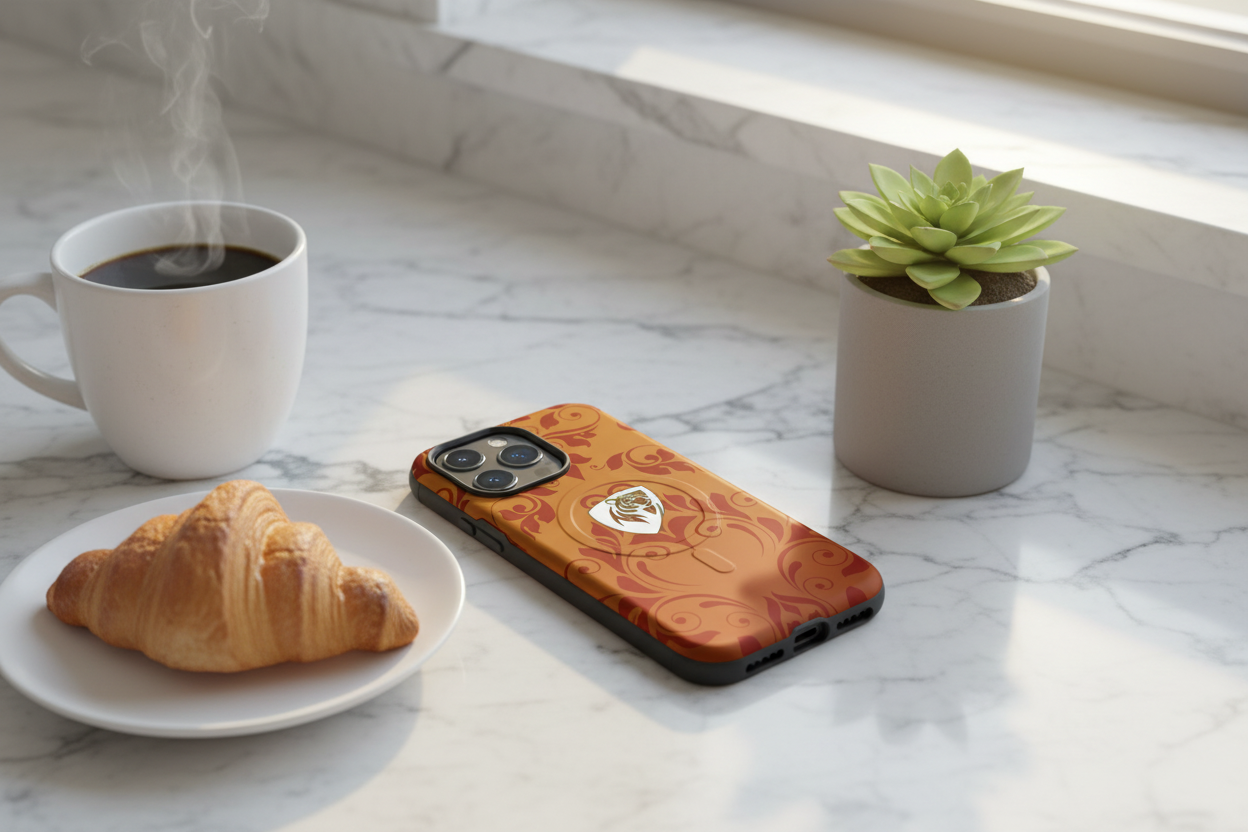 Cover Elisee Barocco Arancio Rosso resistente MagSafe® per iPhone®