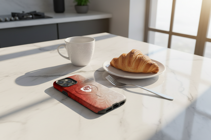 Cover Elisee Artistico Bianco Rosso resistente MagSafe® per iPhone®