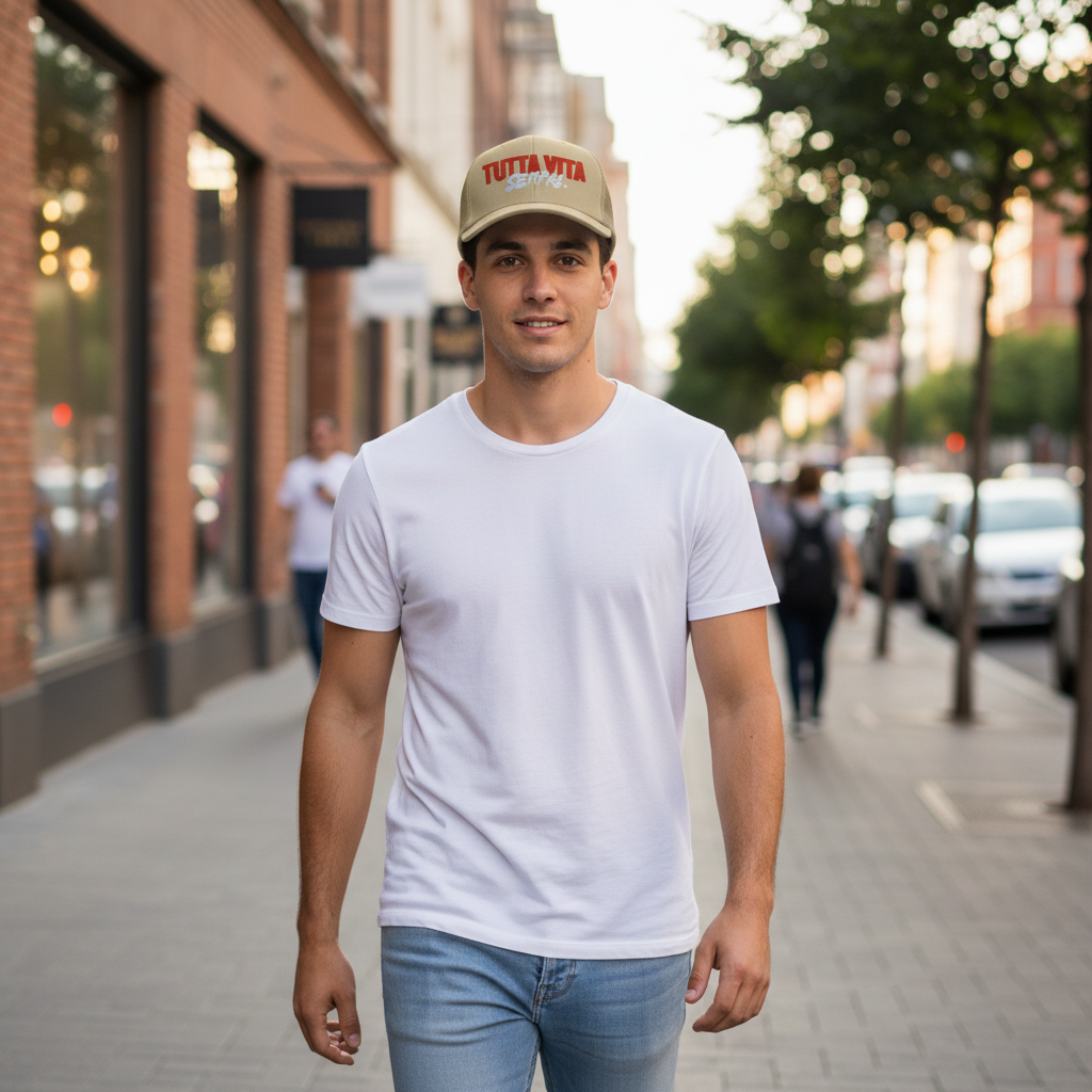 Cappellino trucker ricamato "TUTTA VITA SEMPRE."