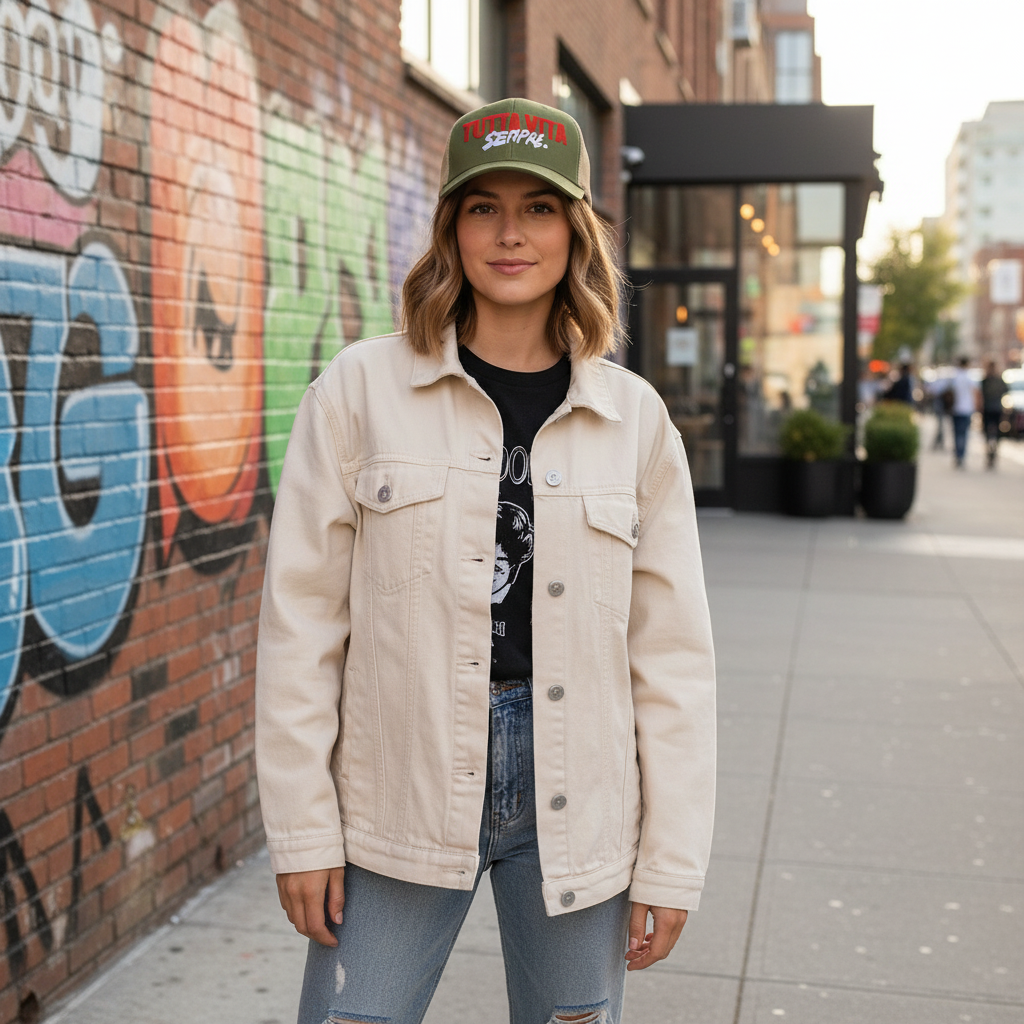 Cappellino trucker ricamato "TUTTA VITA SEMPRE."