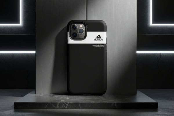 Cover iPhone rigida Virtus Entella T-Shirt Nera con banda Bianca