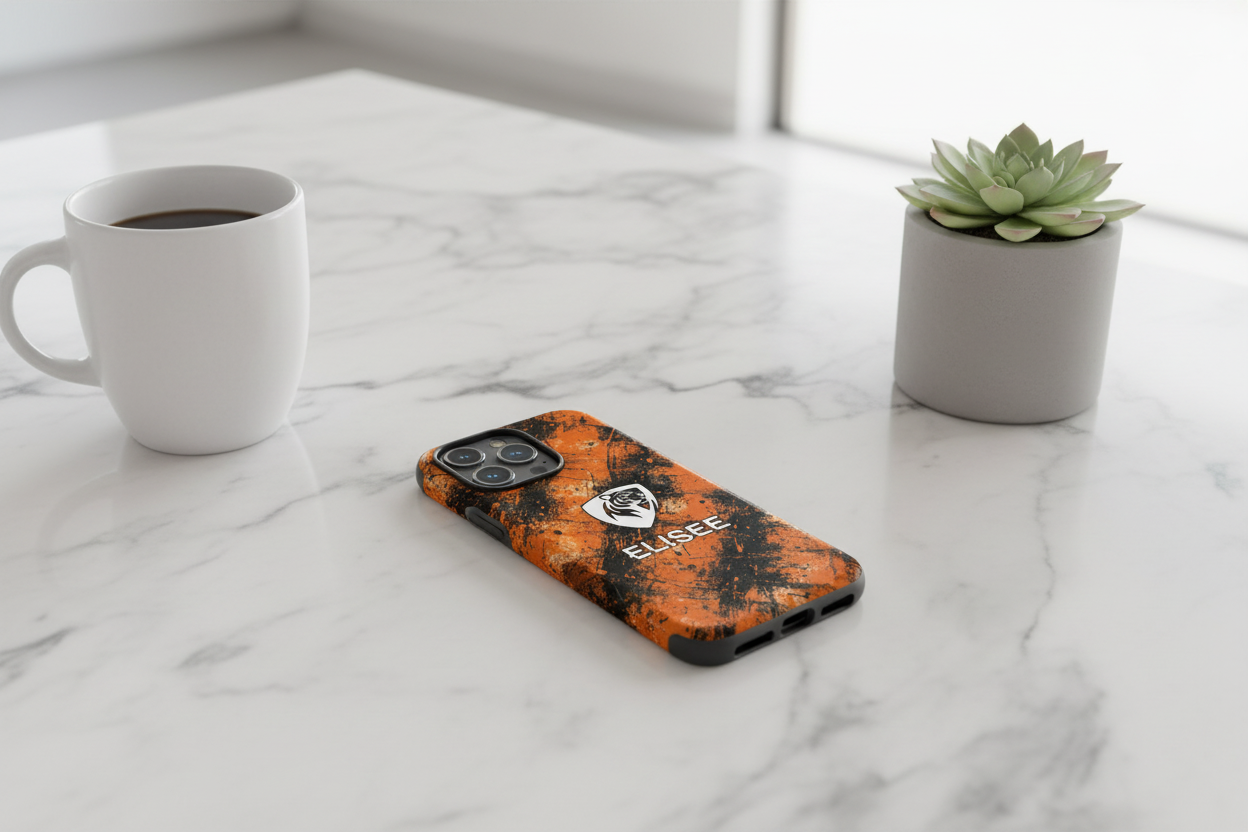 Cover iPhone rigida Elisee Nero Arancio
