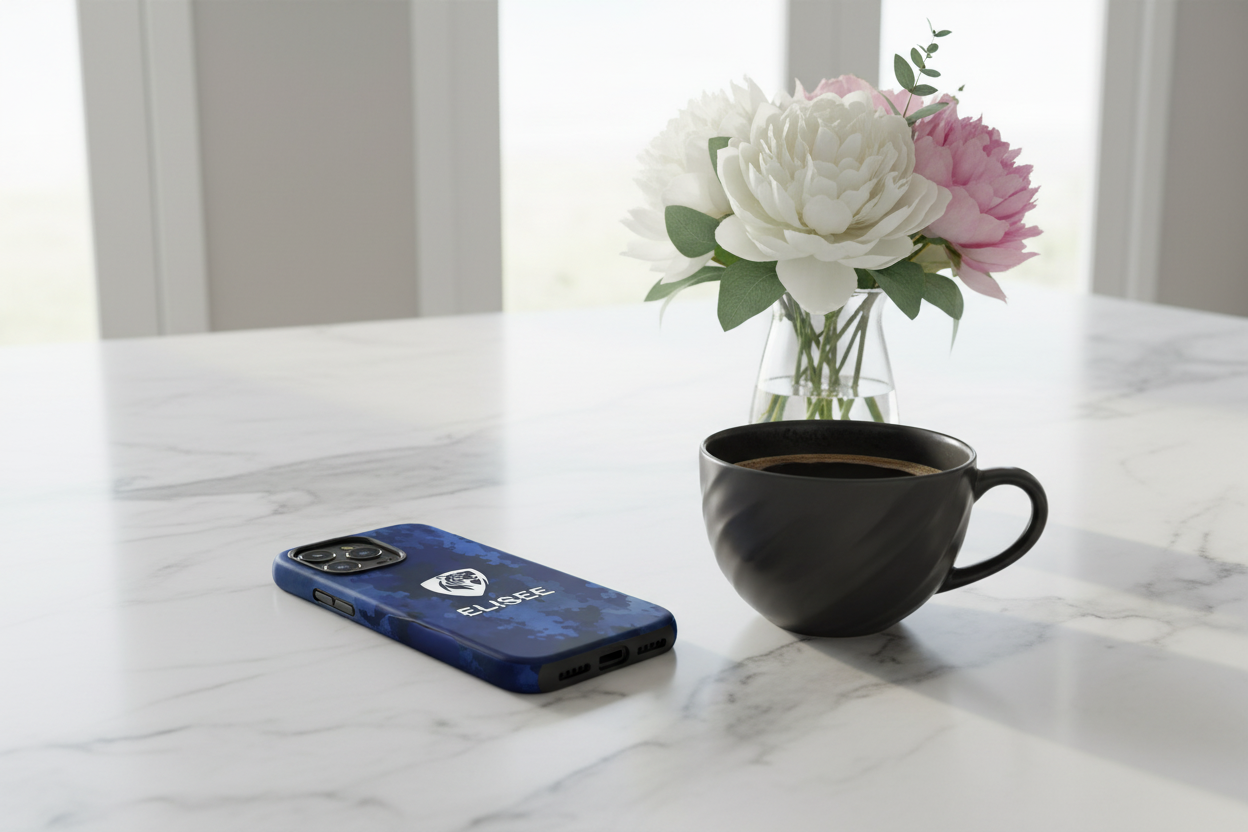 Cover iPhone rigida Elisee Mimetico Blu