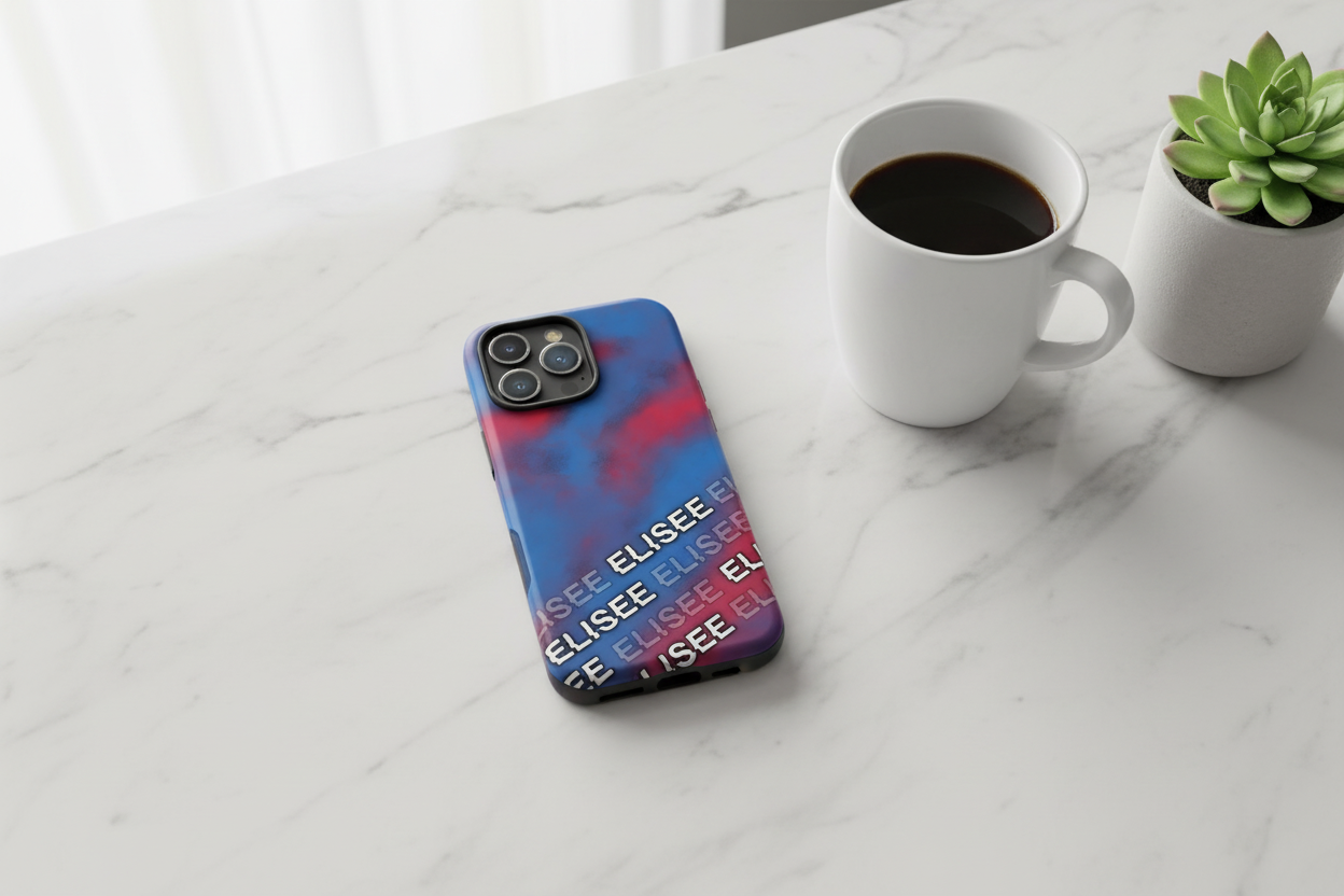 Cover iPhone rigida Elisee Rosso Azzurro