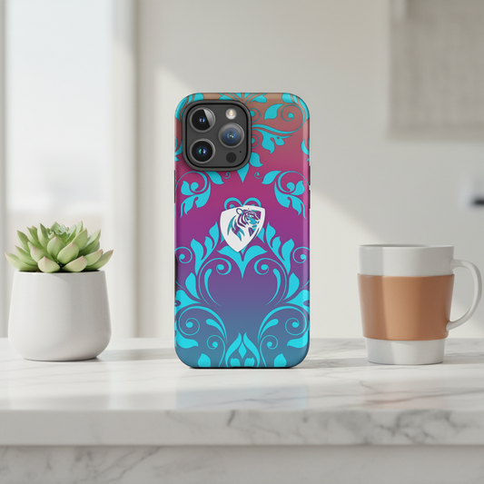 Cover iPhone rigida Elisee Barocco Rosso Viola Azzurro