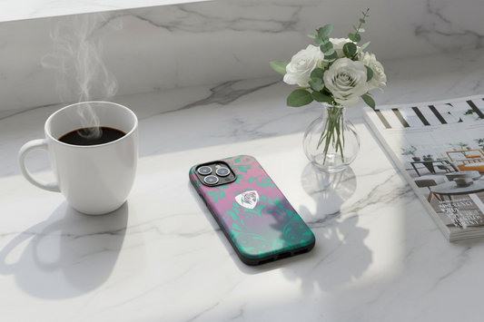 Cover iPhone rigida Elisee Barocco Rosso Viola Verde