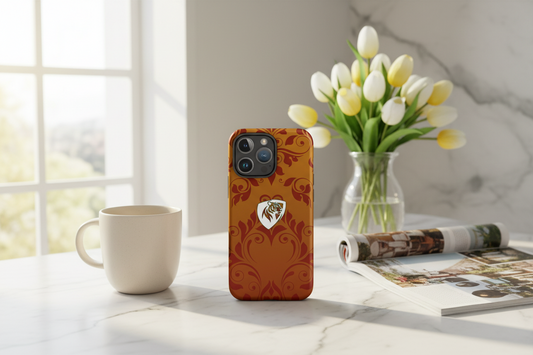 Cover iPhone rigida Elisee Barocco Arancio Rosso