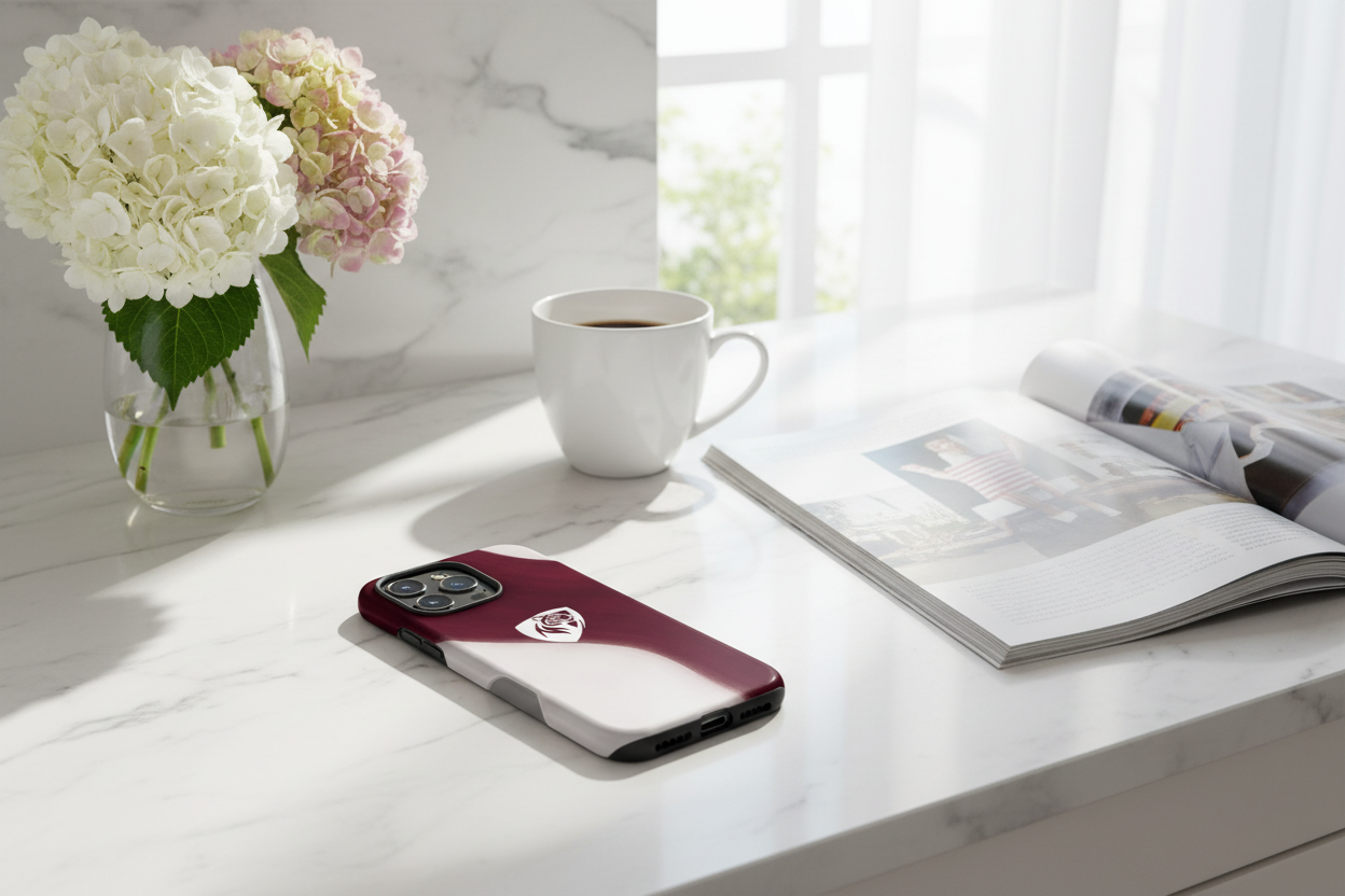 Cover iPhone rigida Elisee Pennello Bianco Granata