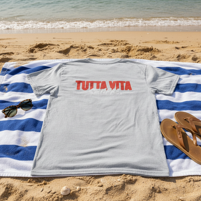 Maglietta unisex a maniche corte con stampa "TUTTA VITA SEMPRE".